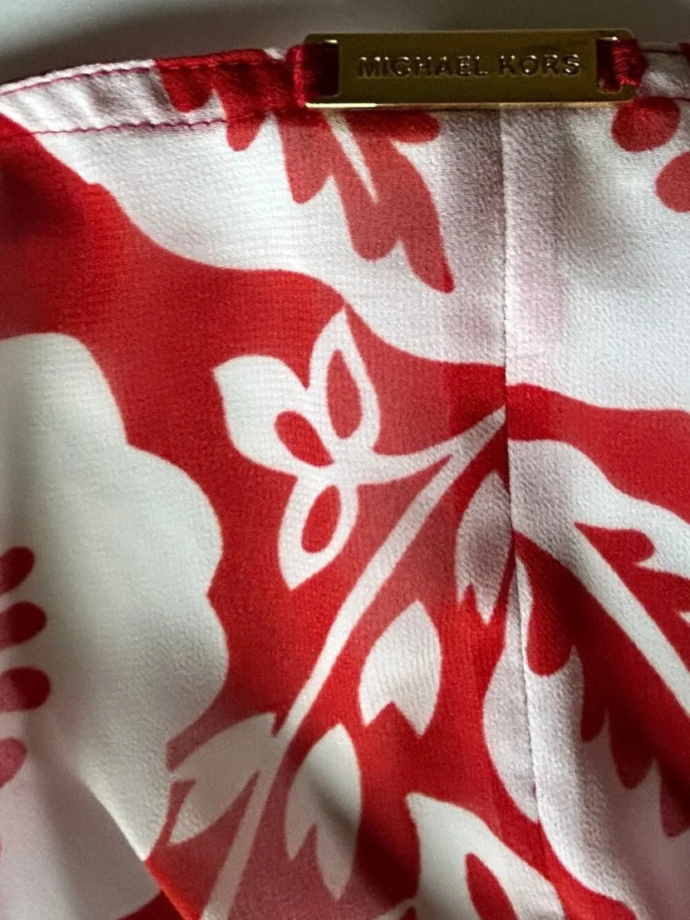 MICHAEL KORS Pretty Cover-Up Side Tie Wrap Skirt Red/White Floral Print Rare